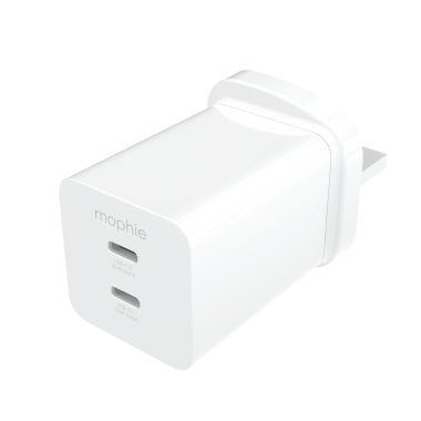 Mophie Power Adapter 50W | USB-C x 2 | GaN - White