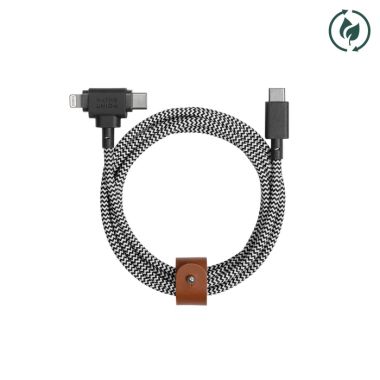 Native Union BELT DUO Cable (USB-C to USB-C & Lightning) - Zebra