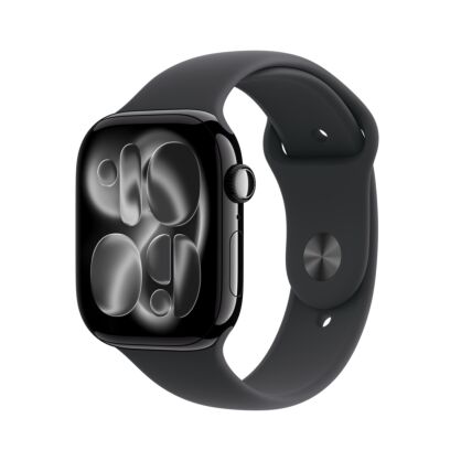 Apple Watch Series 11 GPS 46mm Jet Black Aluminium Case with Black Sport Band - M/L