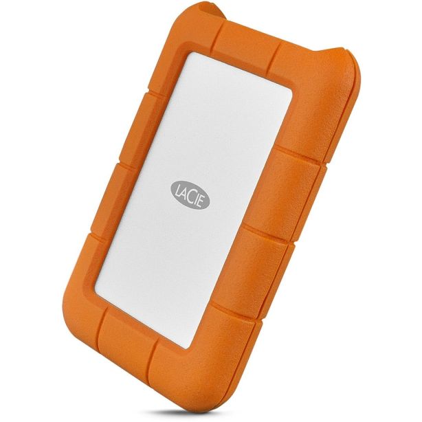 LaCie Hard Drive 1TB USB-C | Rugged - Orange / Silver