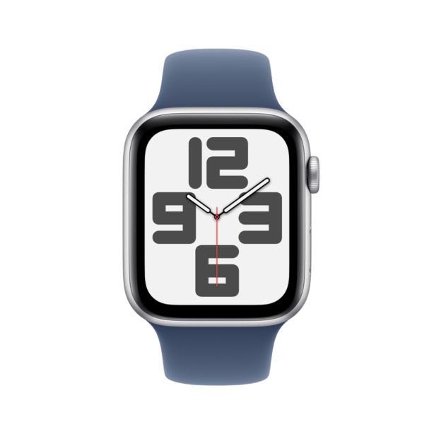 Apple Watch SE GPS 44mm Silver Aluminium Case with Denim Sport Band M L