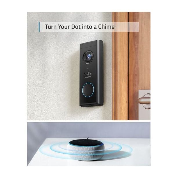 Eufy Video Doorbell 2K Battery Powered Home Base 2 | UK and EU Plug - Black