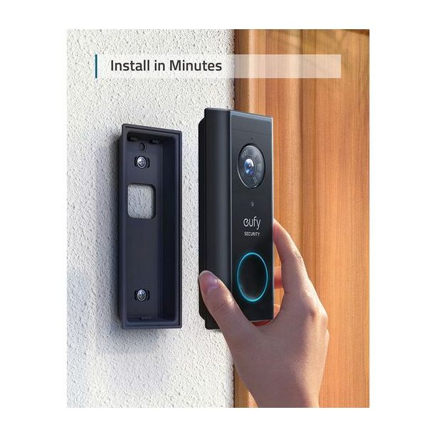 Eufy Video Doorbell 2K Battery Powered Home Base 2 | UK and EU Plug - Black