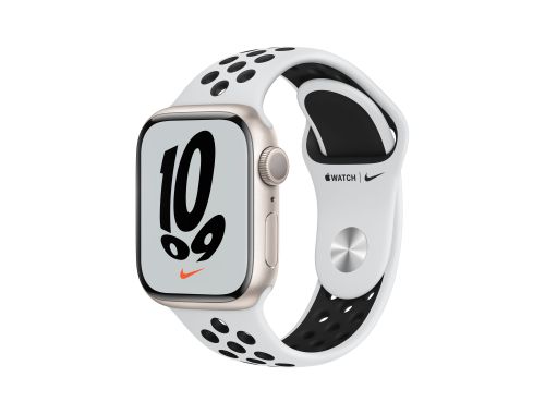 Apple Watch Series 7 GPS Nike 41mm Starlight Aluminium Case with Pure Platinum/Black Nike Sport Band