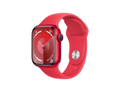 Apple Watch Series 9, 41mm (PRODUCT)Red Aluminium Case with (PRODUCT)Red Sport Band - S/M
