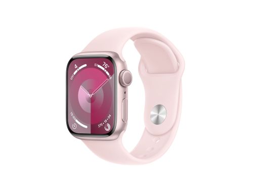 Apple Watch Series 9, 41mm Pink Aluminium Case with Light Pink Sport Band - S/M