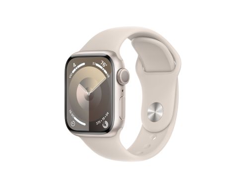 Apple Watch Series 9, 41mm Starlight Aluminium Case with Starlight Sport Band - S/M