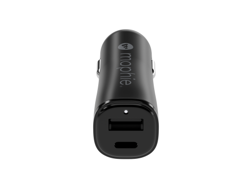 mophie essentials - Dual 12W USB-C and USB-A Car Charger - Black