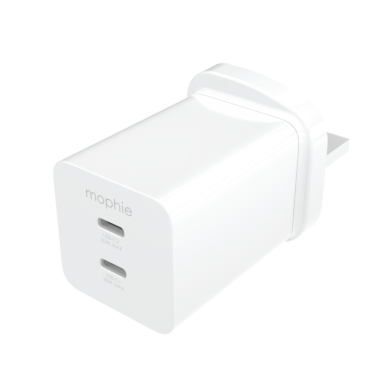 Mophie Power Adapter 50W | USB-C x 2 | GaN - White