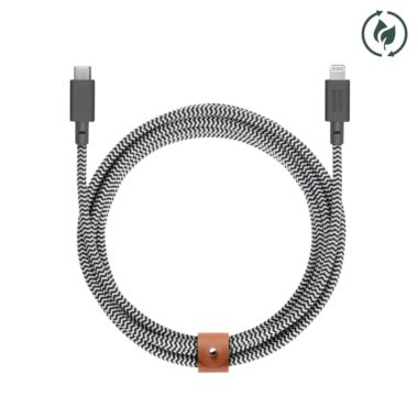 Native Union Cable USB-C to Lightning | Belt Leather Strap | 3M - Zebra