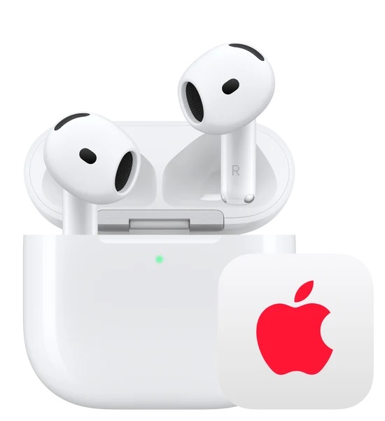Apple headphones product image with AppleCare+ logo