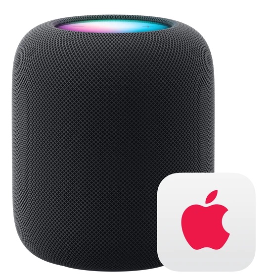Apple HomePod product image with AppleCare+ logo
