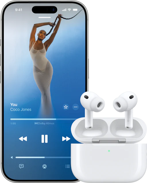 Apple Music example on iPhone with AirPods