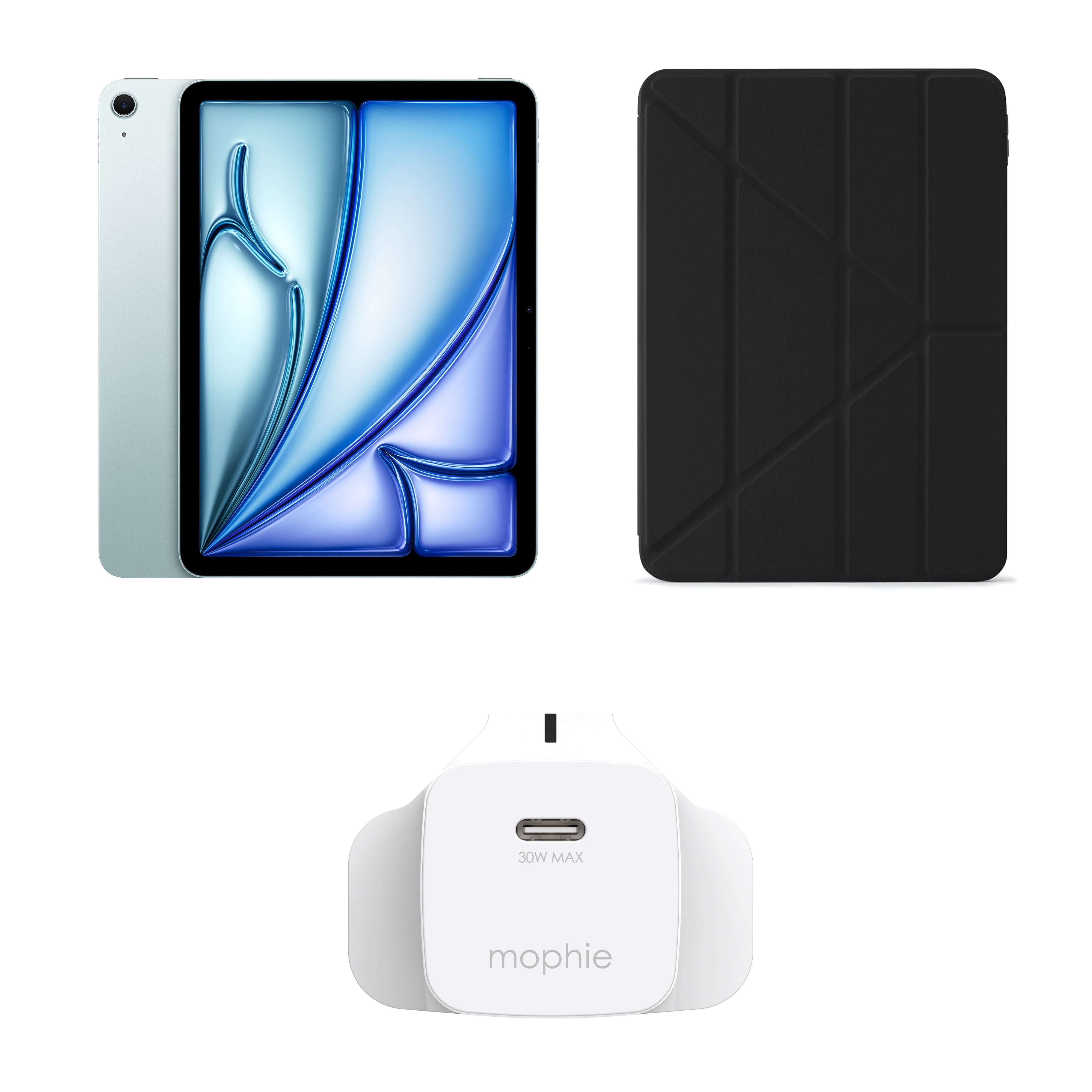 Image of iPad Air 11-inch Blue with Mophie Power Adapter & Pipetto Origami Case